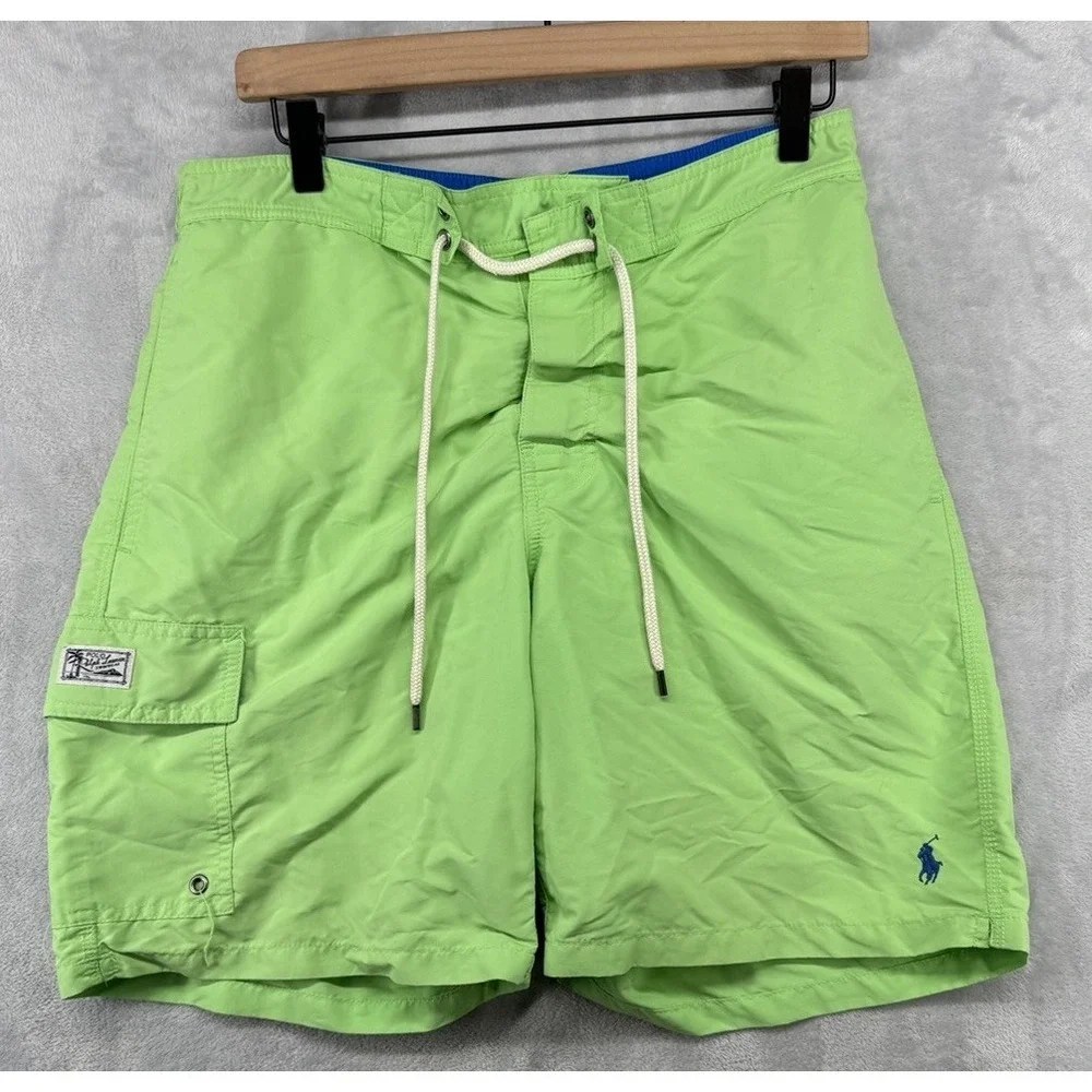Polo Ralph Lauren‎ Shorts Green Lined Swim Trunks Men's Size M